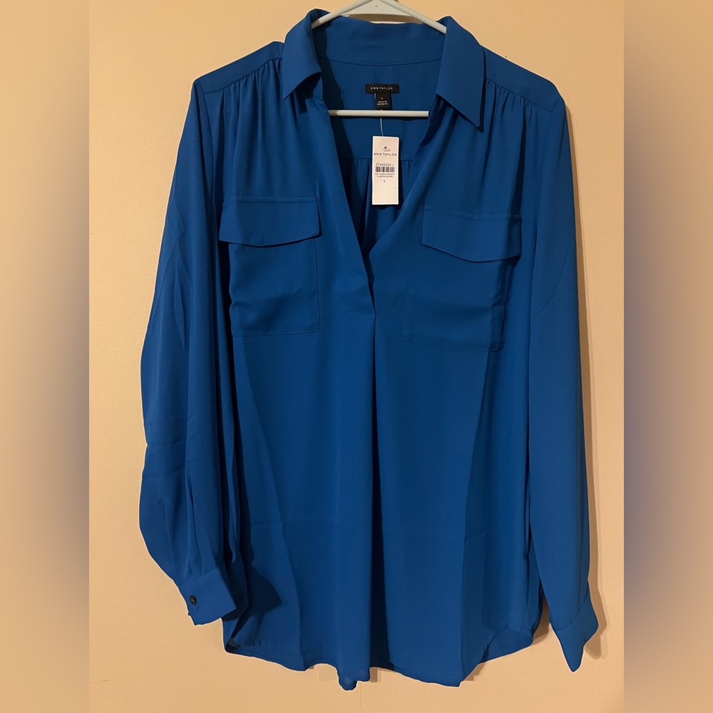 Ann Taylor Vibrant Blue Camp Shirt